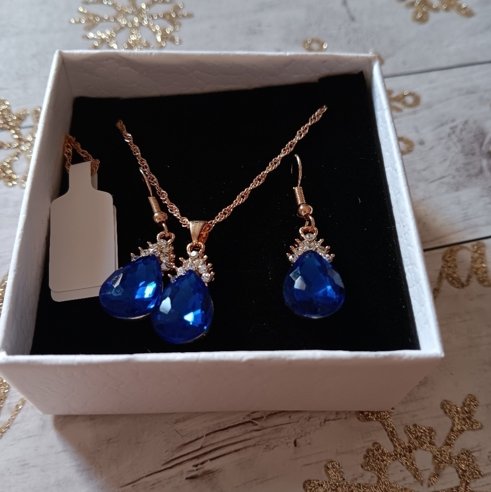 Necklace set blue Rhinestone